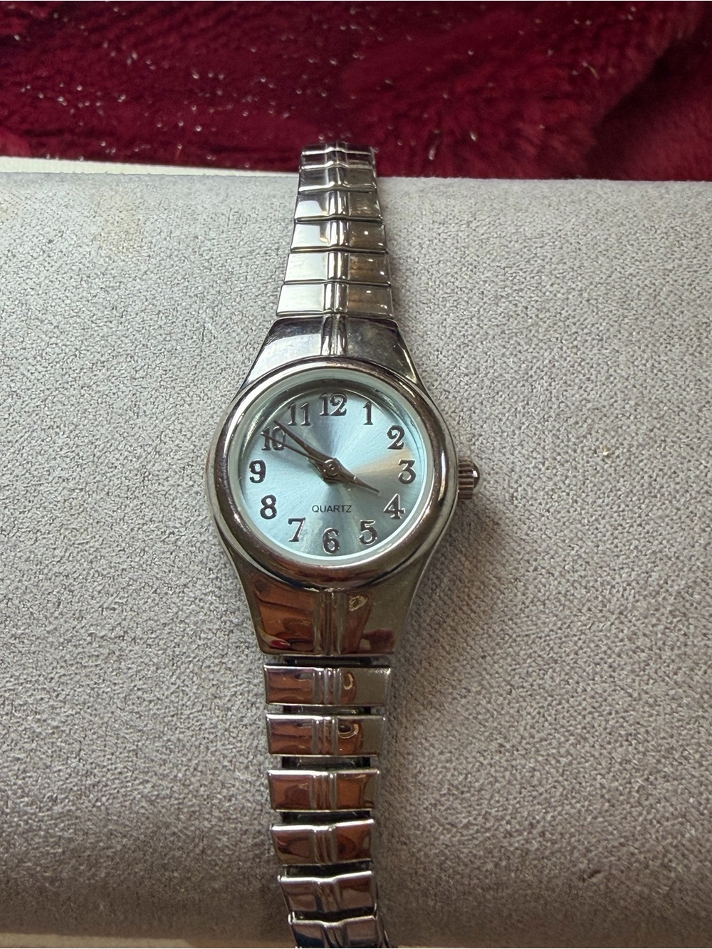 Silver Tone Quartz Bracelet Watch with Light Blue Dial
